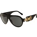 VERSACE Black Sunglasses With Gold Tone Embosse...