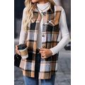 Straw Yellow Retro Plaid Button up Collared Vest