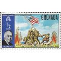 GRENADA, raising US flag in Iwo Jima, blue 1970, ½c, #2