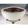 "Beige Ceramic Bonsai Pot - Lotus Shaped Profes...