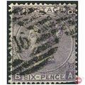 1865 SG97 6d Lilac Plate 5 Wmk Emblems G/Used C...