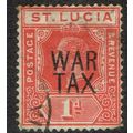 St. Lucia 1916 War Tax 1d Scarlet SG89 GU