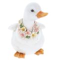 White Duck Ornament with Floral Garland Detail ...