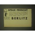1946 Berlitz Languages Ad - Speak French?
