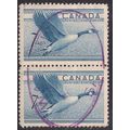 Canada 1952 QE2 7ct Blue Goose Pair used SG 443...
