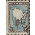 ARGENTINA, MAP, South America and Argentina, blue 1949, 1peso, #2