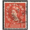 1958 SG587 1/2d Orange-Red GRAPHITE Wilding Fin...