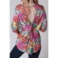 Multicolor Twisted Hollow-out Back Floral Long ...