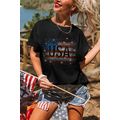 Black Rhinestone America Flag USA Graphic T Shirt