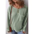Clearly Aqua Plus Size Corded Knit Pocketed Cre...