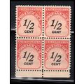 J88 1/2c Postage Due Fine MNH Blk/4 O7036