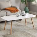 White Top Mid-Century Coffee Table with Solid W...