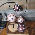 Glass Ball Ornaments - Brown & Pink Polka-Dot S...