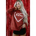Racing Red XOXO Heart Shape Graphic Corded Swea...