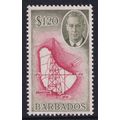 Barbados KGVI 1950 $1.20 Carmine Olive-Green Ma...