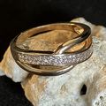 Ring Wave 18K Yellow Gold Band with CZ #762