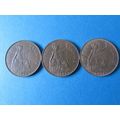THREE GEORGE V PENNIES 1934,1935 & 1936 DATE RU...