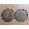 GB 1944 George VI Ship Half Penny Coin