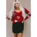 Red Sandalwood Sequined Heart Shape Bow Graphic...