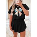 Black American Flag Inspired Bow Print Relaxed ...