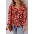 Multicolour Ethnic Paisley Print Tassel Tie Puf...