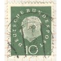 Germany 1959 - 10pf green - President Heuss - u...