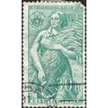 CZECHOSLOVAKIA, Farm Woman harvesting, green 19...