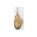 Natural Amazonite Gold Wire Wrap Gemstone Penda...