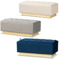 Luxe Storage Bench Ottoman Velvet Fabric Uphols...