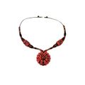Beautiful Red Flower Medallion Necklace