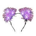 White LED Tinsel Fluffy Cat Ears Headband