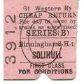 G.W.R. Edmondson Ticket - Birmingham Snow Hill ...