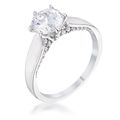 1.56Ct Contemporary Rhodium Plated CZ Solitaire...