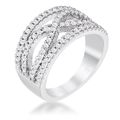 4Ct Rhodium Plated Classic Twist Wide CZ Ring