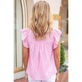 Pink Floral Embroidered Check Ruffle Flutter Sl...