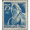 RHEINLAND PFALZ, Johannes Gutenberg, blue 1947,...