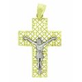 14k Gold Multi tone Cross Jesus Crucifix Religi...