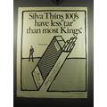 1971 Silva Thins 100's Cigarettes Ad - Silva Thins 100's have less tar