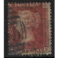 GB 1858 QUEEN VICTORIA 1d RED PLATE 215 OF USED...