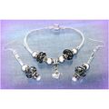 Love Heart Charm Black Crackle Euro Bead SP Bra...