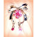 Summer Gift Bright Pink Crystal Love Knot Brooc...