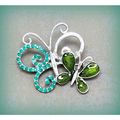 Summer Gift Aquamarine Crystal Butterfly Brooch...