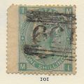1/- GREEN PLATE 4 QV GB 1865 USED CLASSIC SURFA...