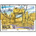 MALTA, Ta Hagrat Neolithic temple, yellow 1991,...