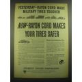 1945 American Viscose Corporation Ad - Rayon Cord made Military Tires Tougher