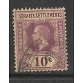 MALAYSIA ST SETTLEMENTS 1926 10c PURPLE YELLOW ...