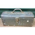 Metal Tool Box 16 x 7 x 7.5 vintage tin steel gray