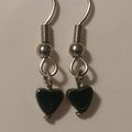 Hematite Heart Earrings Silver Wire Pierced Ear...