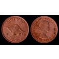 Australia One Penny 1958 Used Coin 1d QE II Kan...