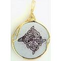 Celtic Knotwork Scrimshaw Brass Wire Wrap Penda...